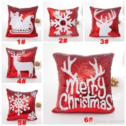 40*40cm Merry Christmas Sequin Pillow Case Glitter Sofa Throw Cushion Cover Pillow Case Home Christmas Decor Pillow Cover 6 styles WDH0209
