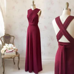 New Arrival Cheap Simple Burgundy A Line Prom Dresses V Neck Floor Length Plus Size Formal Dresses Evening Party Wear ogstuff vestidos