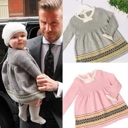 INS ropa para niños niñas bebé infantil de punto princesa suéter vestidos Top primavera otoño niños pequeños boutique ropa B193