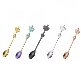 Stainless Steel Mixing Spoon Crown Cake Dessert Fork Ice Cream Scoop Coffee Spoon Christmas Gifts Kitchen Accessories Tableware Decoration HY0331