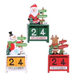 3D Christmas Wood Calendar Cute Santa Milu Deer Snowman Printed Calendars ChildrenGifts Party Gifts ChristmasDecorations YHM33-WLL