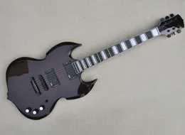 Guitarra eléctrica de 6 cuerdas de forma inusual marrón con diapasón de palisandro, chapa de arce flameado, se puede personalizar