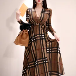 New winter lace-up wrapped Dress one piece Ladies Korea Loose Long Sleeve full maxi dresses for women Fashion Clothing 201028