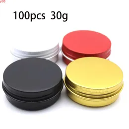 Lot of 100pcs 30ml Aluminum Jars Lip Balm Pots 30g Cosmetic Container black Tins red rotating top aluminum can wholesalequaltity
