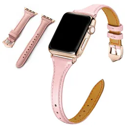 Women Slim Leather Watch Strap Band för Apple Watch Fashion Wristband Sport Armband IWatch Series 8/7/6/5/4 3 38mm 45mm 49mm Watchband