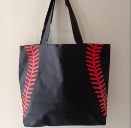 ソフトボール50pcsの野球ステッチのバッグのための5色は16.5 * 12.6 * 3.5インチハンドルショルダーバッグは、ハンドバッグキャンバススポーツ旅行ビーチを印刷ステッチメッシュ