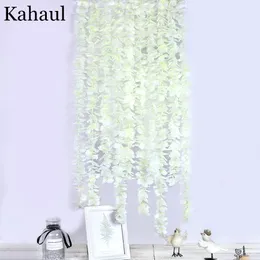 10 sztuk 100 CM Długa Wisteria Sztuczny Kwiat Rattan White Silk Hortensja Winorośl DIY Party Urodziny Ślubna Tło Dekoracja Ścienna 201222