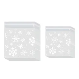 Presentförpackning Vit snöflinga Plastpåse Transparent Cellofan Baking Candy Cookie Bag1