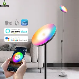 Nowoczesna inteligentna lampa podłogowa LED RGB ściemnialna stojąca wifi kontrola światła kolorowy kąt do salonu sypialni