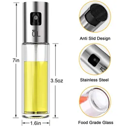BBQクッキングガラスオイル噴霧器ガラス油噴霧オリーブポンプステンレススチールスプレーオイルボトルスプレーベイヤーCAN JAR POTキッチンツールGGA3762-9