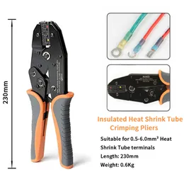 Heat Shrink Connectors Crimping Tools Ratchet Wire Crimper Plier Terminal Crimp Butt Splice/hook/spade 0.5-6.0mm² Awg22-10 Y200321