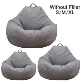 Large Small Lazy Sofas Cover Chairs without Filler Linen Cloth Lounger Seat Bean Bag Pouf Puff Couch Tatami Living Room 220302