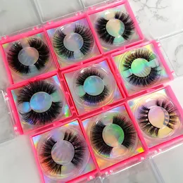 New Wholesale Lash Manufacturer Real Mink False Eyelash Vendor Hot Pink Eyelashes Cases Packaging with Holographic Card