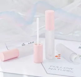 100 sztuk 10ml Matowy Pink Cap Lipgloss Kontenery do pakowania Kosmetyczna warga Glazura Lip Oil Wand Tubes Makeup Lip Gloss Clear