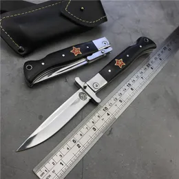 Ryska Finka NKVD KGB EDC Manual Folding Pocket Jack Knife Black Ebony Handle 440C Blad Mirror Finish Outdoor Camping Knives