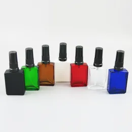 Bärbar Press Mist Spray Bottle Flytande Parfymbehållare Glas Kvadratisk Matt Svart Vit Klar Amber Blå Sprayerflaska 20st