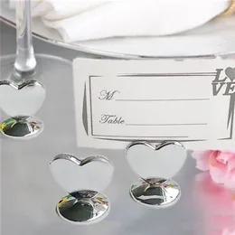 20st CHROME Heart Design Places Card Holder favoriserar Event Party Gifts Anniversary Table Decoration Engagement Party Supplies