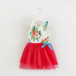 Dziewczyny Dresses Hurtownia - Koronki Baby Girls Dress Summer Babydress Łuki Odzież Tutu Party 1 rok Urodziny Dress1