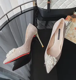 Scarpe Da Sposa Da Sposa Con Tacchi Alti In Argento Sexy Di Alta Qualà Pompe Di Marca Di Moda 7/9 CM Scarpe Con Tacco Sottile A Punta A Punta Spedizione Gratua Da