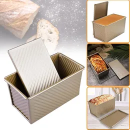 Prostokątny bochenek patelni stal węglowy non-stick bellows pokrywa pudełko tostowe pudełko pleśniowe pleśniowe narzędzia do pieczenia dla ciast 201023