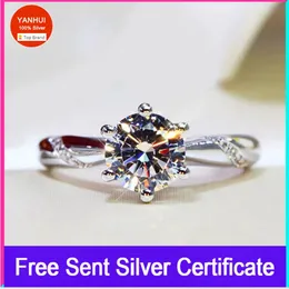 Stora 98% rabatt! 100% 925 Sterling Silver 6mm 1.0ct Zirconia Diamond Ring Wedding Fine Jewelry Design Yanhui (363) 220207
