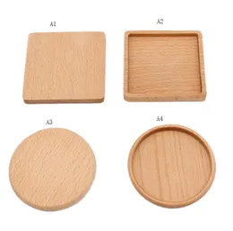 Sottobicchiere in legno di noce nera di faggio Tappetino per tazza di isolamento retrò Sottobicchiere quadrato rotondo per uso domestico Cuscinetti per tazze da tè in caffè Sottobicchiere in legno di noce Retro SN3615