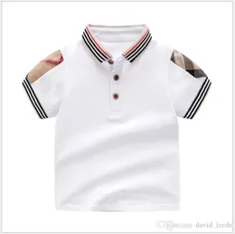 Polo dla dzieci chłopcy dziewczęta koszulki w kratę letnie dzieci z krótkim rękawem Tshirt skręcić w dół kołnierz dziecięca bawełniana koszula dziecięce topy Tees 1-7 lat