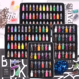 12 24 48 Bottiglie Colorful Mixed Nail Art Paillettes Glitter Polvere per unghie Pigmenti 3d Adesivo ultrasottile Flakes Set di decorazioni per manicure