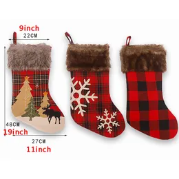 Árvore de Natal Meia Papai Noel Presente Doces Sock Sock Pingente Floco de Neve Elk Padrão Xmas Decoração Árvores Pendurar Meias BH4129 TYJ
