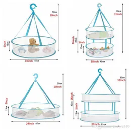 Roupas secas Lavanderia Boneca Boneca Brinquedo Cabide de Armazenamento Única Camada Dupla Lavanderia Hamper Dobrável Malha Plástico Pendurar Lavanderia Cesta WVT0452