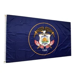 US America Utah State Flags 3'X5'ft 100D polyester utomhus levande färg hög kvalitet med två mässingsgrommets