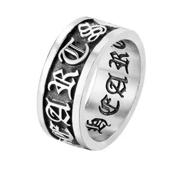 Punk Vintage Band Rings moda męska indywidualność rzeźba motocykl tytanowa stal nierdzewna krzyż Trend hip-hop pierścionek biżuteria rozmiar 7-12