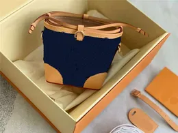 Tasarımcı mini kova çantaları denim jacquard dikişli dikişli deri çanta çizim stringstring çantalar üst tasarımcı çantalar hasp lüks kovalar moda çantaları cüzdan çantası