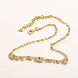 22ss designer letras pingente colares de aço inoxidável clássico simples geométrico cristal strass colar feminino jóias de casamento