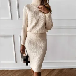 TAOVK Autumn Women's Costume Knitted Tracksuit Sweater + Slim Skirt Two-Piece Set 211221