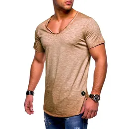 Męskie koszulki 2022 przybyły z głębokim dekoltem w serek z krótkim rękawem męska koszulka Slim Fit T-shirt Skinny w stylu Casual, letnia koszulka koszulki Hombre rozmiar 3XL