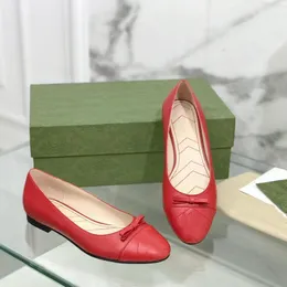 2022bowtie Mary Janes Kadınlar için Rahat Ayakkabılar Hakiki Deri Pist Yeni Bahar Pist Chic Bale Flats Bayanlar Yuvarlak Ayak Ayakkabısı L