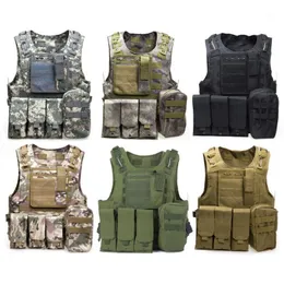 Kamizelki męskie Kamuflaż Tactical Vest CS Army Wargame Body Molle Armor Outdoors Sprzęt 6 Kolory 600D Nylon1