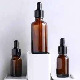30pcs Empty Dropper Bottle Amber essential oil Glass Aromatherapy Liquid Brown 5ml-100ml massage Pipette Refillable Drop Bottles