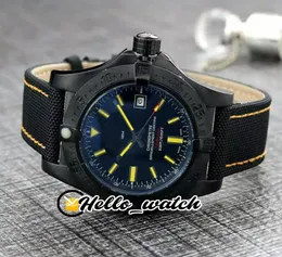 New Blackbird 44mm PVD Black Steel Case V17311101 Black Dial Automatic Mens Watch Yellow Stick Mark Nylon Strap Leather Watches Hello_Watch