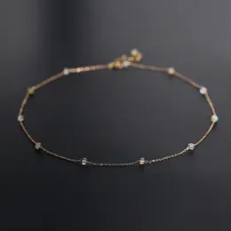 Gypsophila Naszyjnik Aquamarine Kobiet Gemstones Oryginalna żółta 14K okładka Złoty Kolor Skarb łańcucha Łańcuch Wisiorek Shihe Q0531