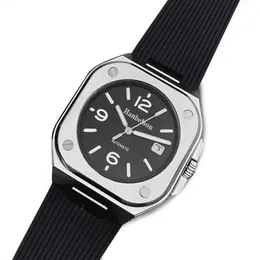 Relógios automáticos masculinos caixa prateada preto inoxidável 40 mm masculino 2813 mecânico Orologio di Lusso pulseira de borracha relógio de pulso data