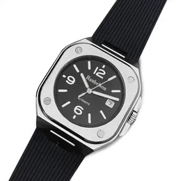 Orologi automatici da uomo Cassa in argento Acciaio nero 40mm Mens 2813 Orologio meccanico di lusso Cinturino in caucciù Orologio da polso Data