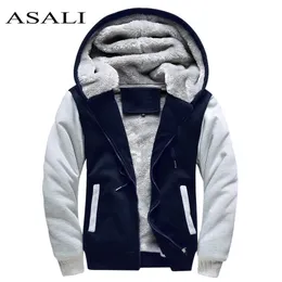 Asali Bomber Jacket Men Brand Winter Thick Warme Fleece dragkedja för Herr Sportwear Tracksuit Male European Hoodies 220217