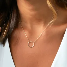 Circle Necklace Handmade Jewelry Gold Filled Choker Pendants Collier Femme Kolye Collares Charm Hoop Women Jewelry Boho Necklace Q0531