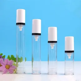 24 x 5ml 10ml 12ml 15ml Portable transparent vacuum airless perfume bottle with Black Srpayer Refillable Clear