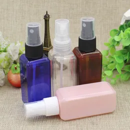 50pcs/lot 50ml Square Empty Plastic Bottles plastic Sprayer 50cc Cosmetic Containers Perfume Bottle With Spray Pump