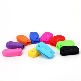 Soft Remote Control Keys Fob Protector Cover Silicone Car Key Case For Ford MK2 3 Buttons Aftermarket Folding Keychain Holder Shell Accessories