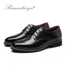 Dress Shoes BIMUDUIYU High Quality Oxford Men Brogues Lace-Up Bullock Business Male Formal Plus Size 38-48 220223
