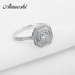 AINOUSHI Nuovo commercio all'ingrosso Princess Cut Yellow Prink Sona Creato Solid 925 Sterling Silver Wedding Promise Anello di fidanzamento Y200106